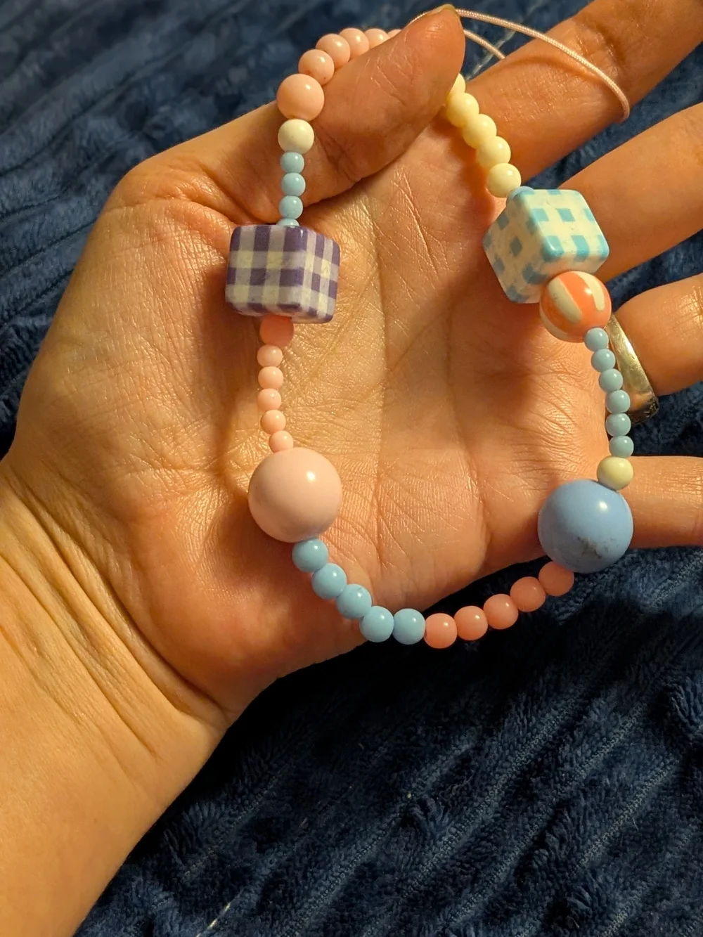 🦋 Pastel Bead Phone Charm Wristlet
